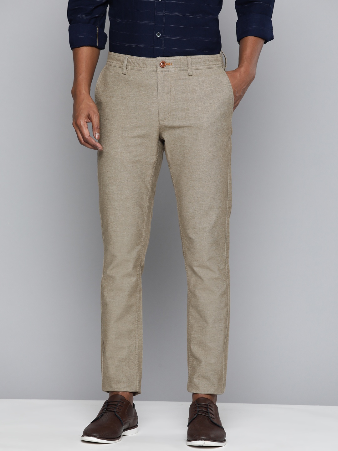 

Indian Terrain Men Khaki Brooklyn Slim Fit Trousers