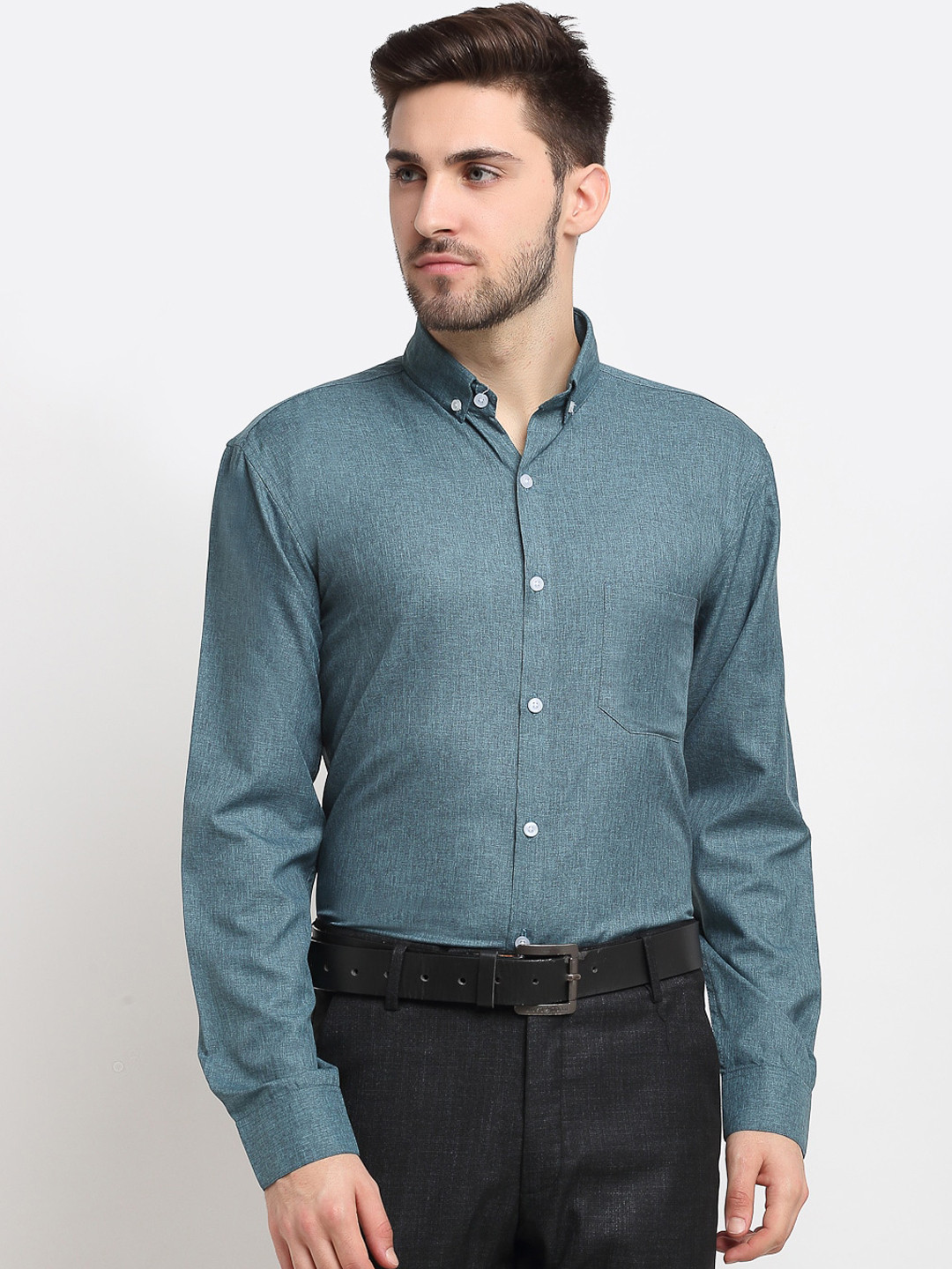 

JAINISH Men Grey Melange Smart Opaque Formal Shirt