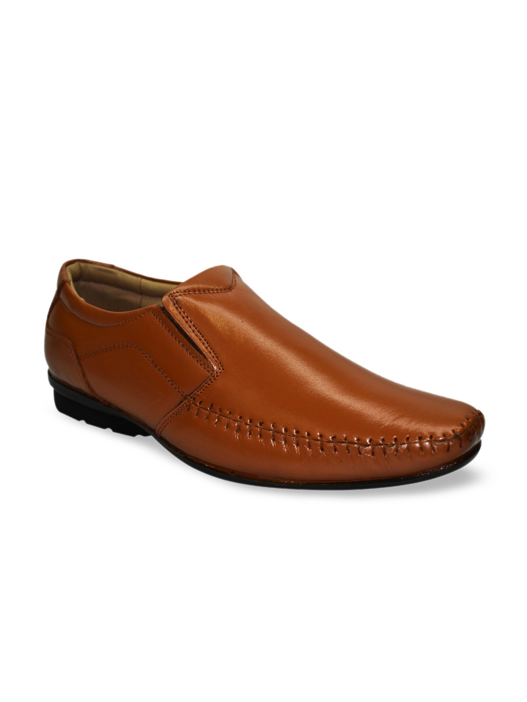 

IMPERIO Men Tan-Brown Solid Leather Formal Slip-Ons