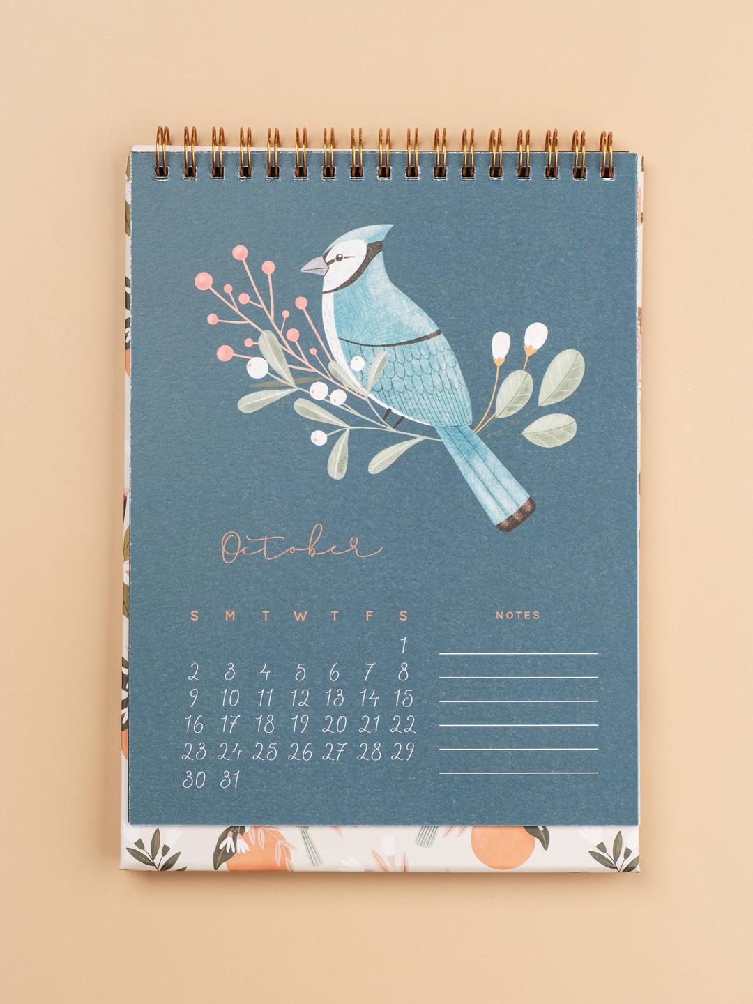 

happywagon Off-White & Orange 2022 Birds Desk Calendar