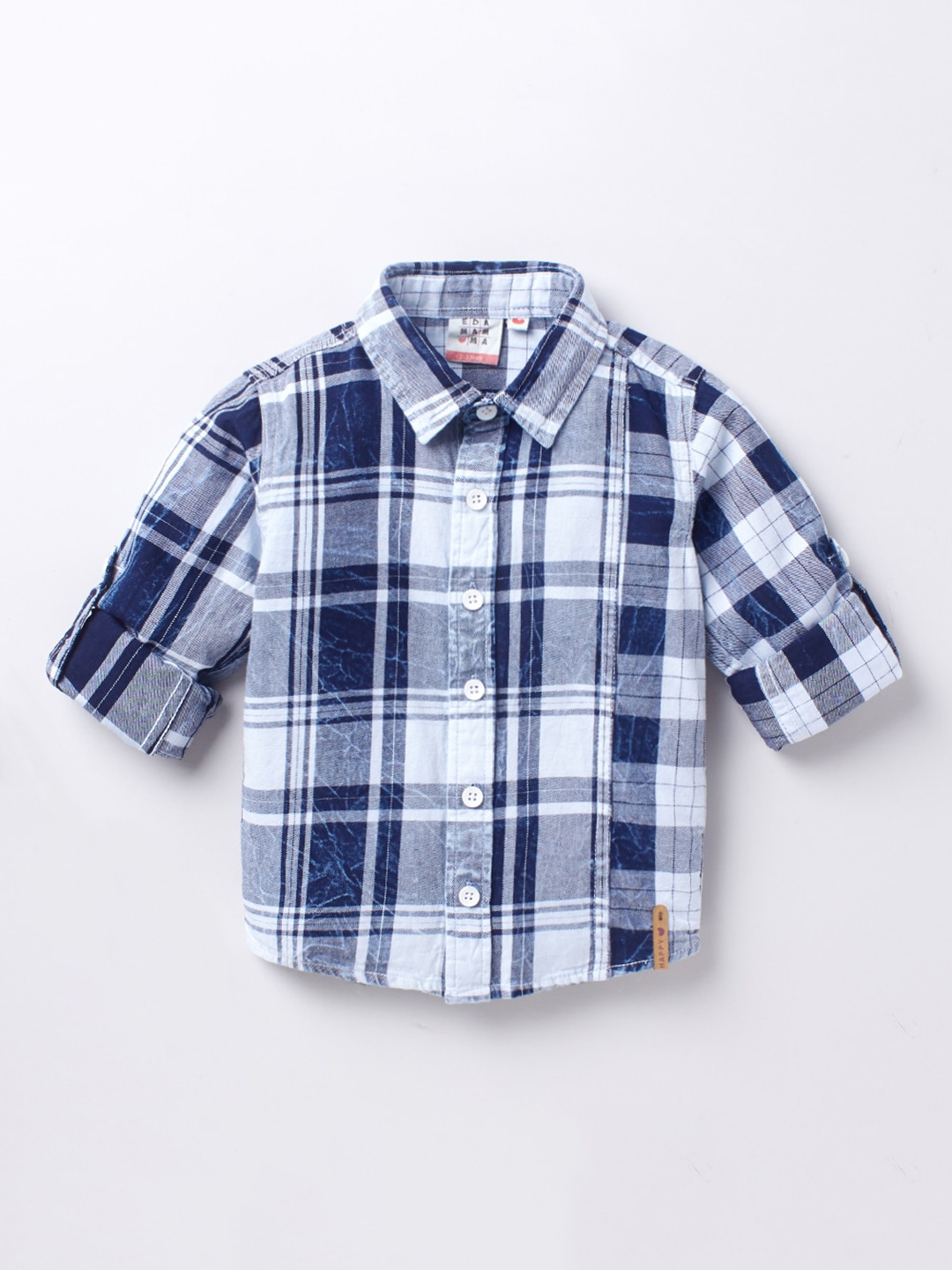 

Ed-a-Mamma Boys Navy Blue Premium Tartan Checks Opaque Checked Casual Shirt