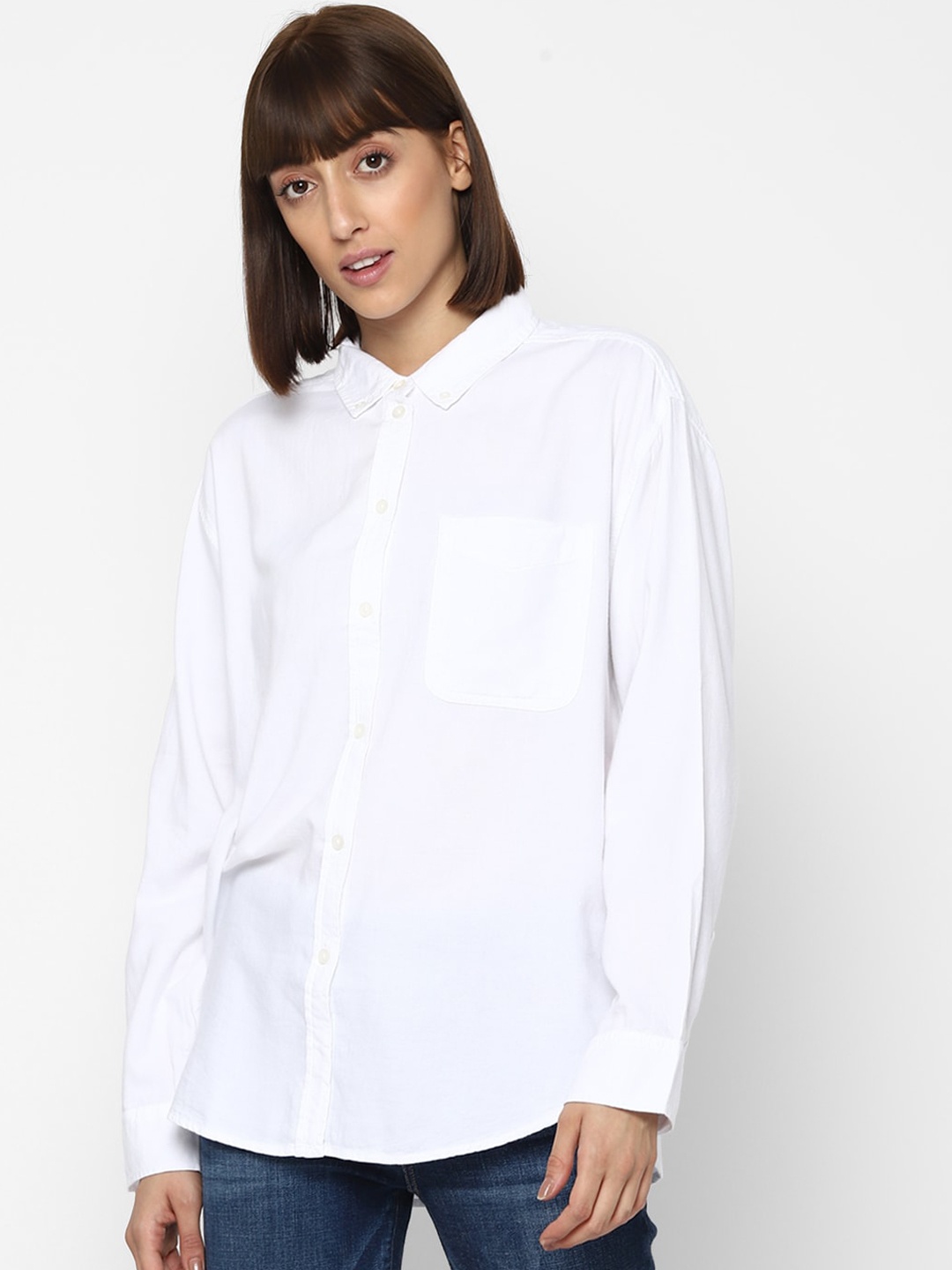 

AMERICAN EAGLE OUTFITTERS Women White Opaque Casual Shirt