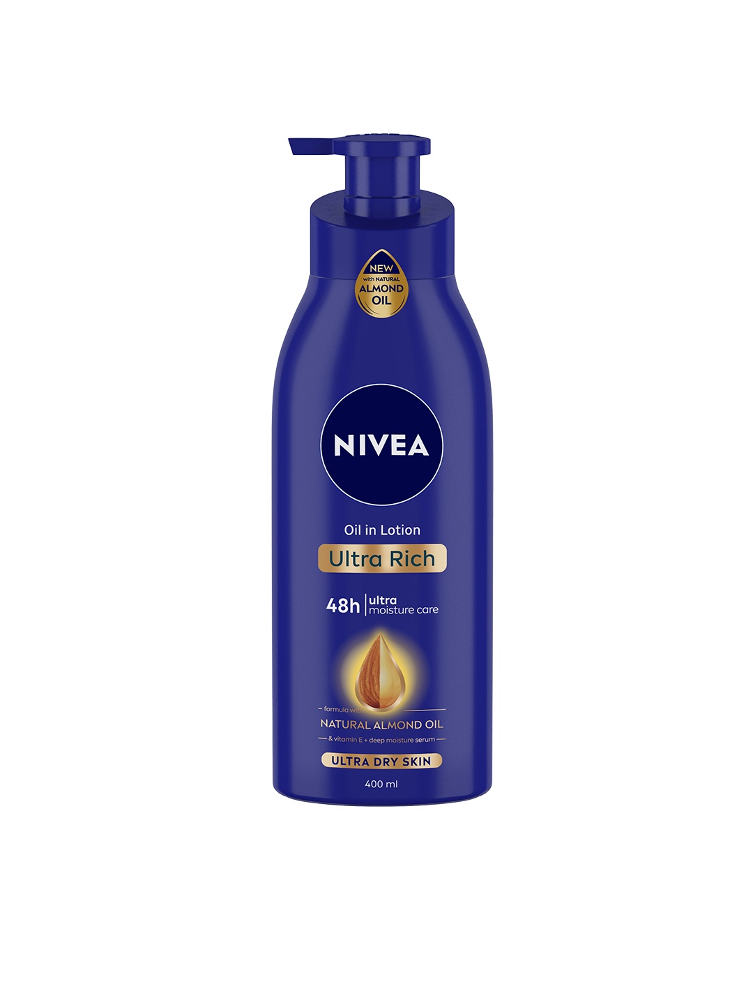 

Nivea Ultra Rich With Natural Almond Body Oil In Lotion 400 ml, Blue