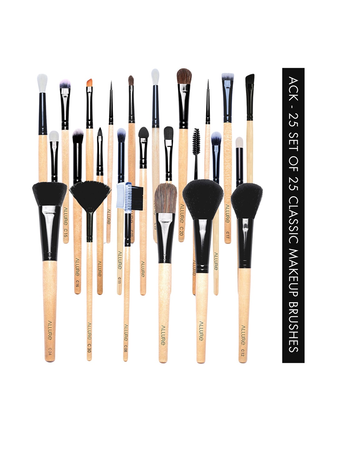 

ALLURE Pack of 25 Makeup Brush Set, Brown