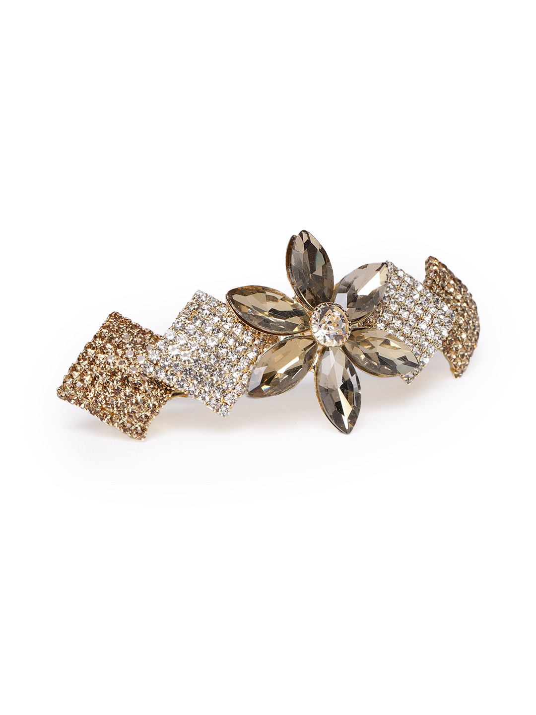 

AccessHer Women Gold-Toned Embellished Studded French Barrette