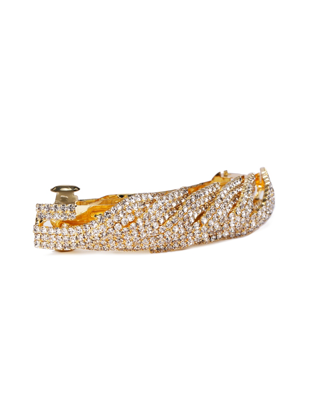 

AccessHer Women Gold-Toned & White Rhinestone Embellished French Barrette