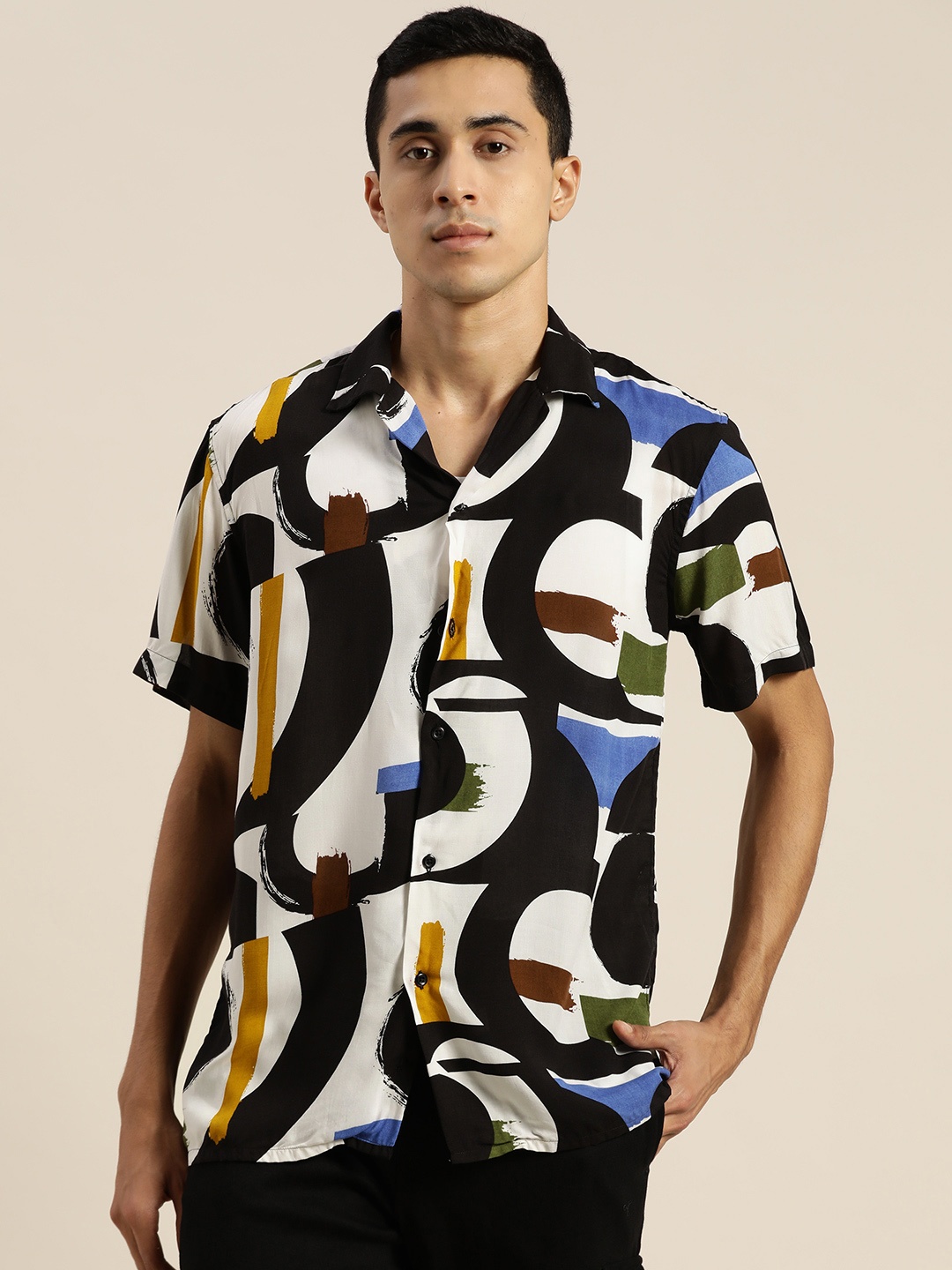 

Hancock Men White Relaxed Opaque Printed Casual Shirt