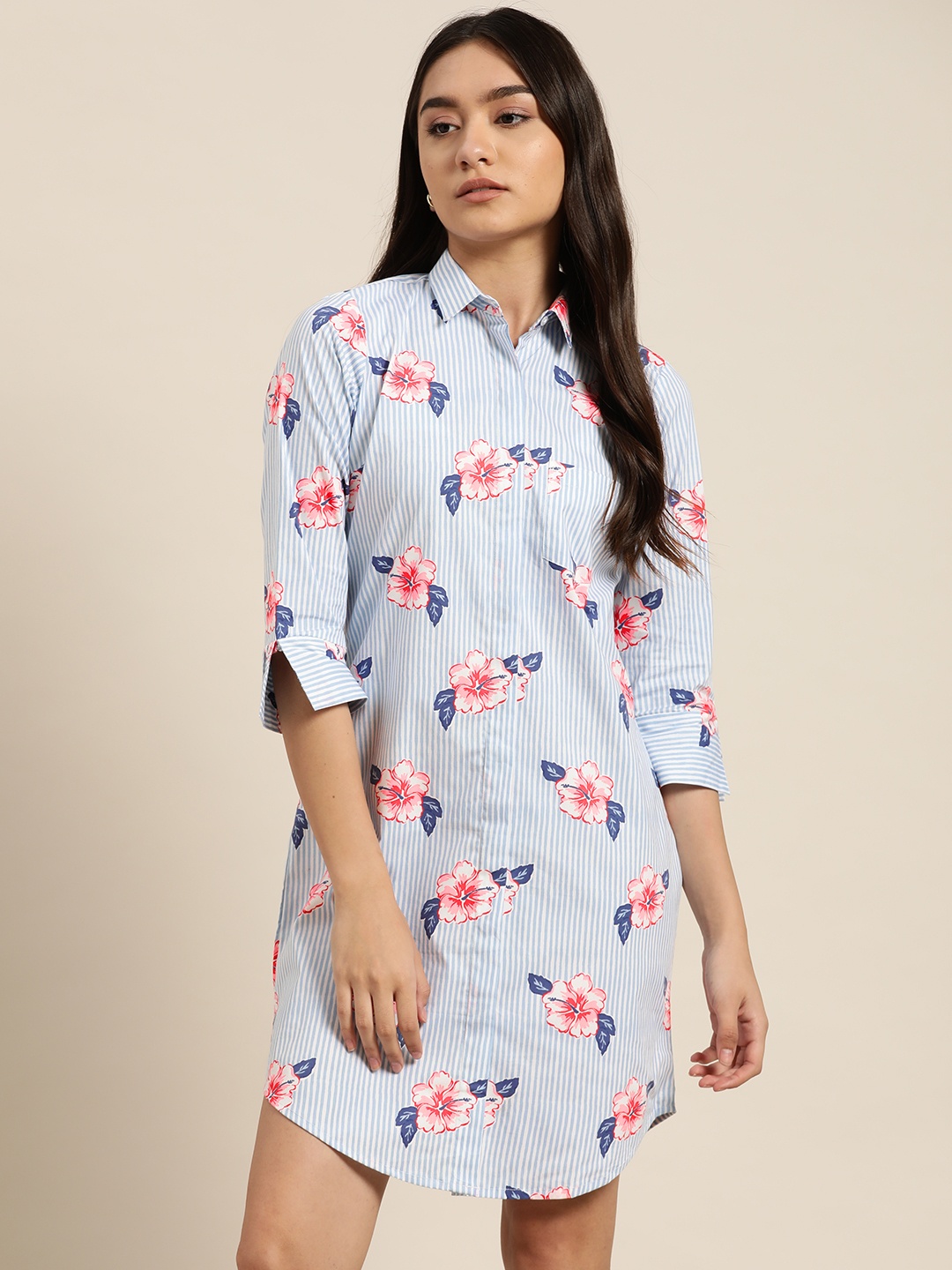 

Hancock White & Blue Floral Shirt Dress
