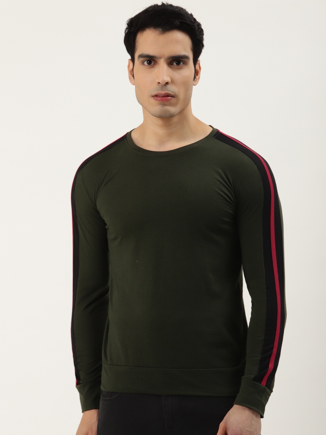 

GESPO Men Green & Black Striped T-shirt