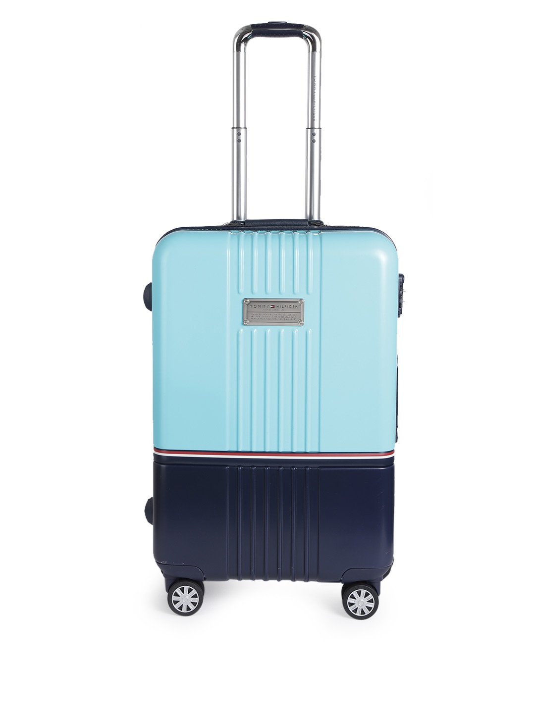 

Tommy Hilfiger Unisex Turquoise Blue & Navy Blue Hard Luggage Trolley Bag