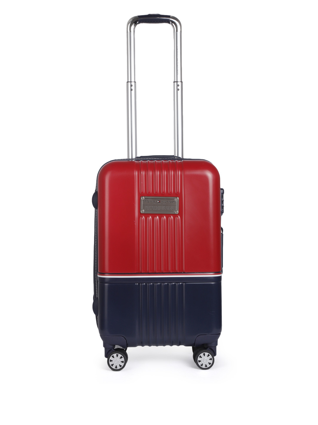 

Tommy Hilfiger Red & Navy Blue Colourblocked Hard Cabin Trolley Bag
