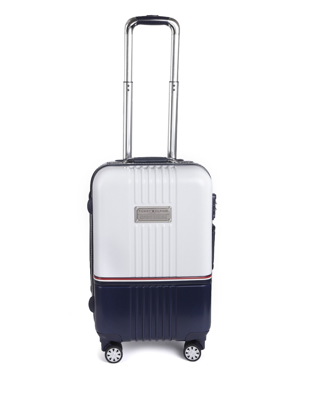 

Tommy Hilfiger White & Navy Blue Hard Luggage Trolley Bag