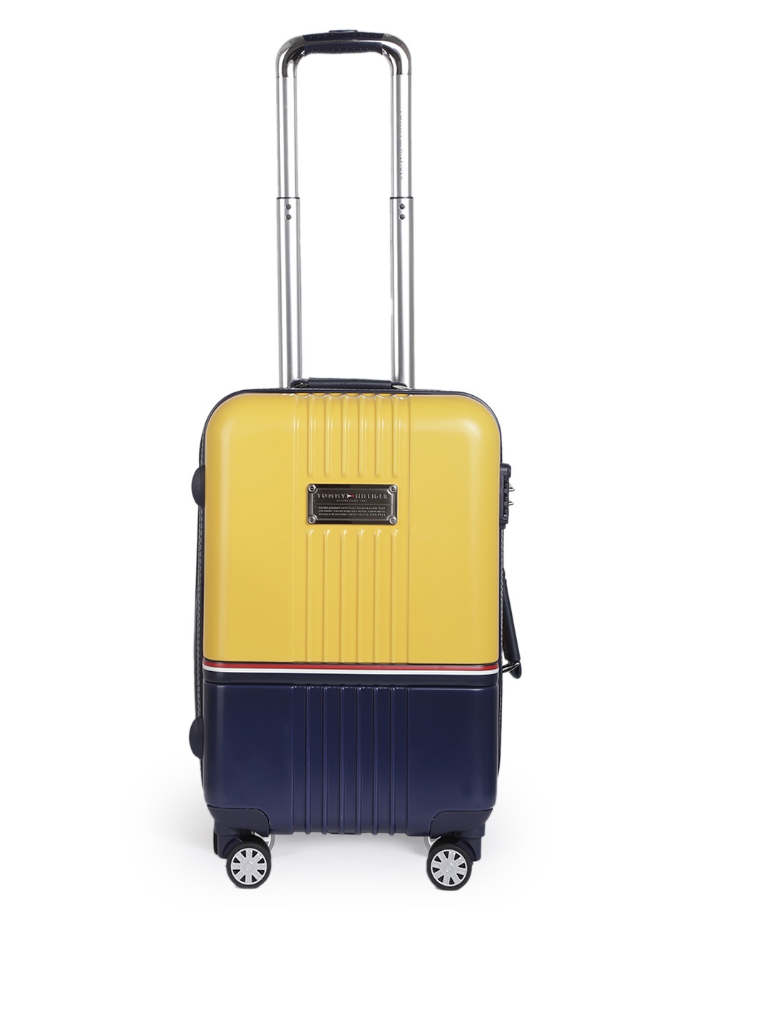 

Tommy Hilfiger Unisex Yellow & Navy Blue Hard Luggage Trolley Bag