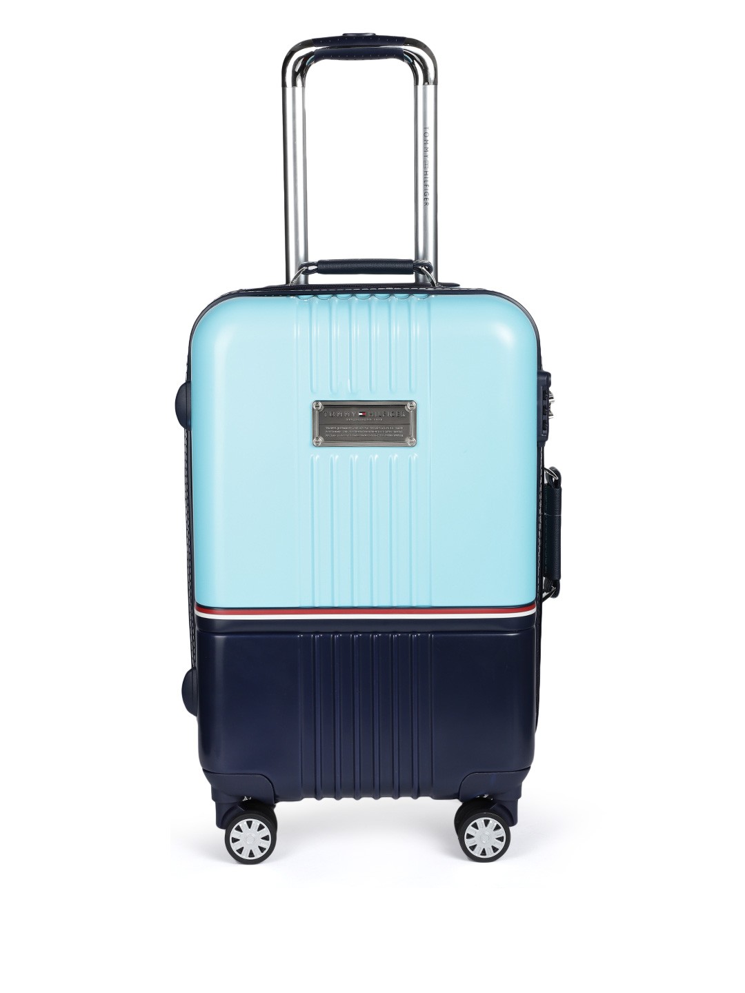 

Tommy Hilfiger Unisex Turquoise Blue & Navy Blue Hard Luggage Trolley Bag