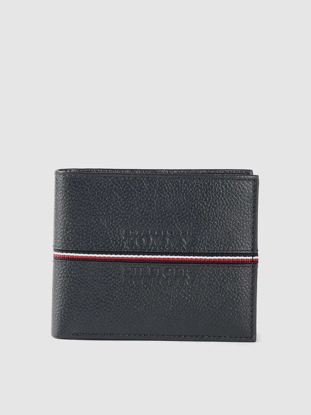 

Tommy Hilfiger Men Navy Blue Brand Logo Leather Two Fold Wallet