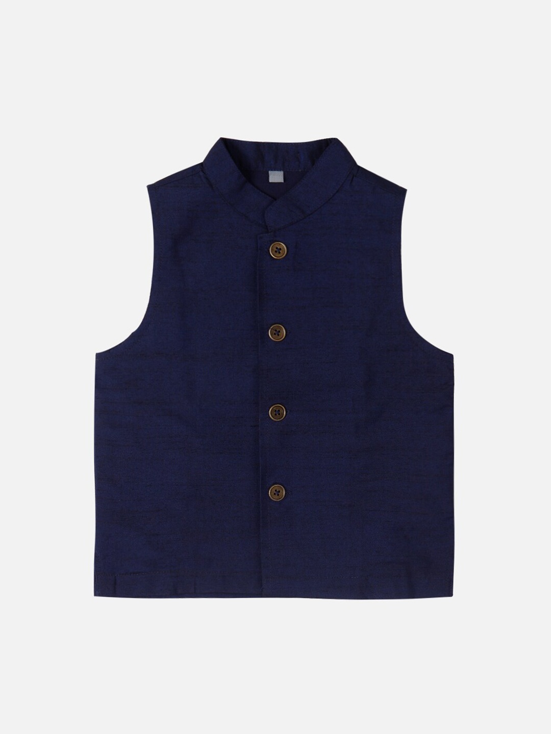 

SALWAR STUDIO Boys Navy Blue Solid Cotton Nehru Jacket
