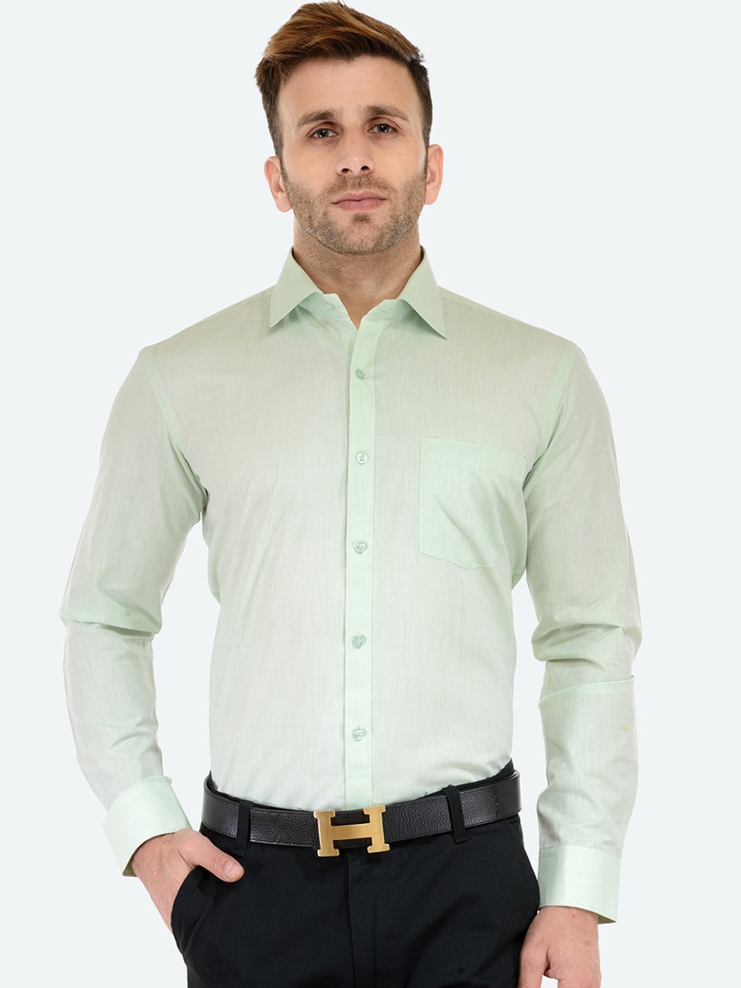 

RG DESIGNERS Men Green Slim Fit Opaque Casual Shirt
