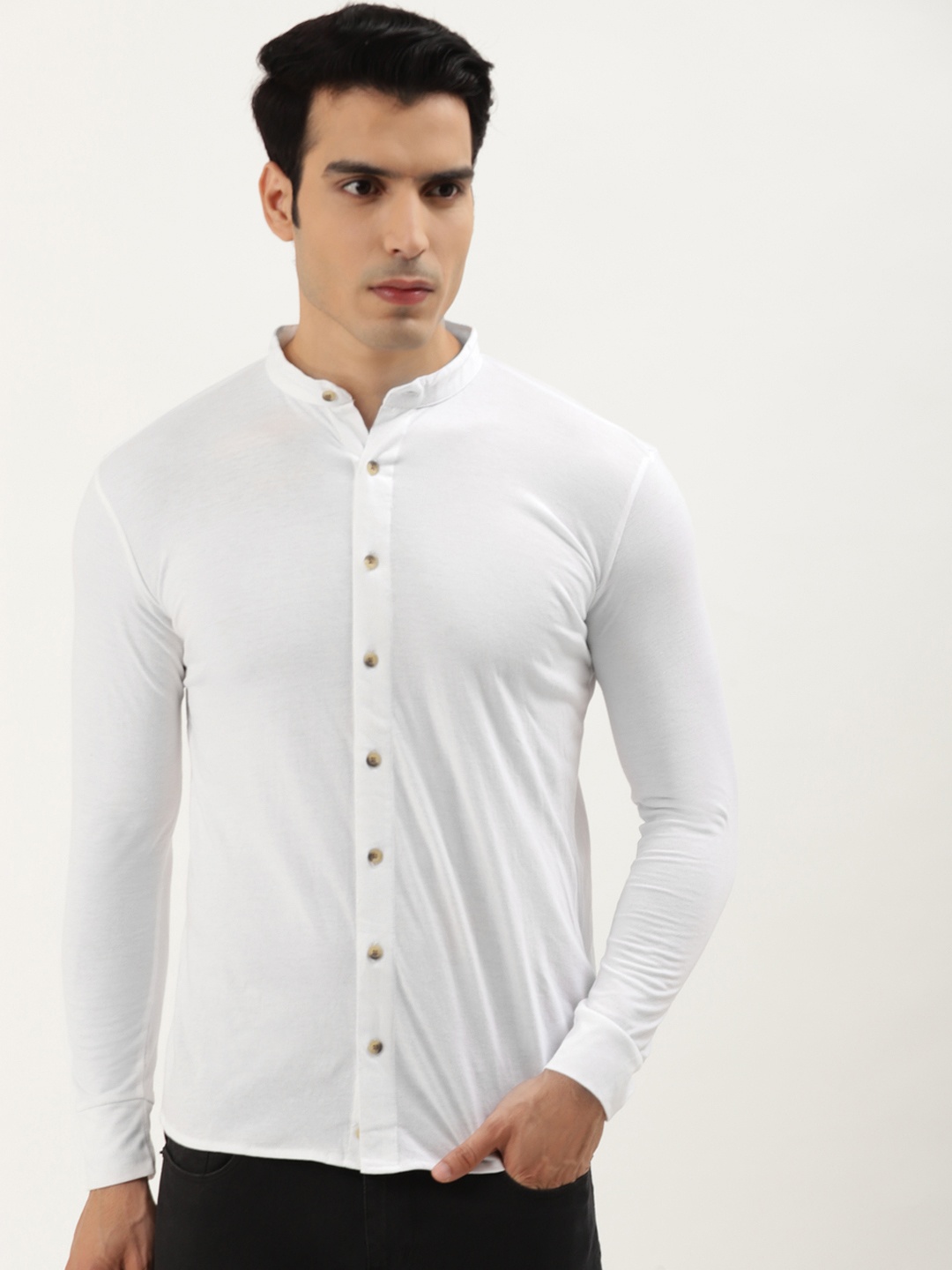 

GESPO Men White Cotton Comfort Opaque Casual Shirt