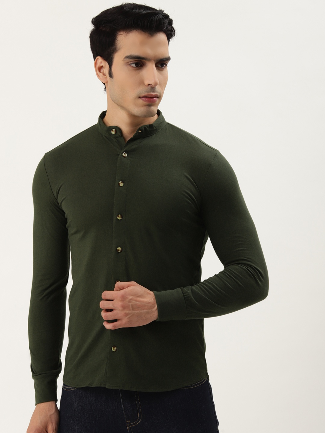 

GESPO Men Green Comfort Opaque Cotton Casual Shirt