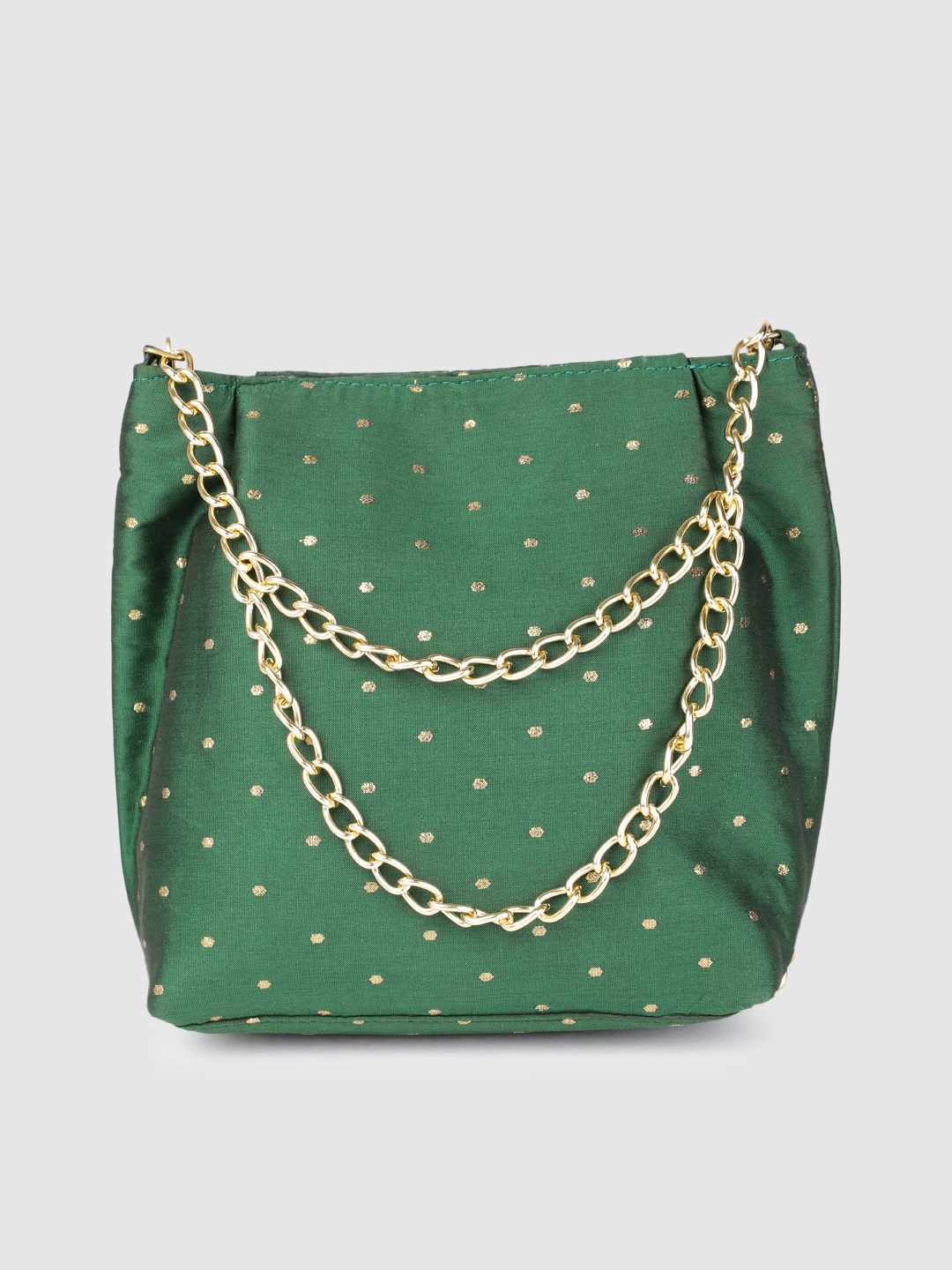 

Inddus Green Geometric Structured Shoulder Bag