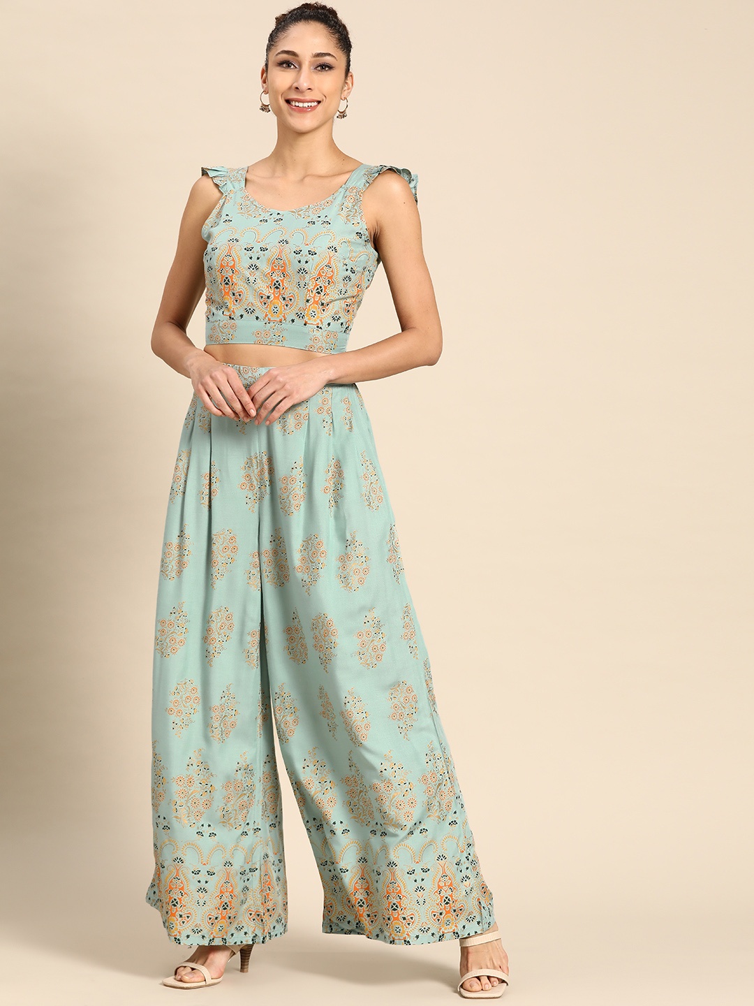 

MABISH by Sonal Jain Blue & Orange Printed Co-ord Set