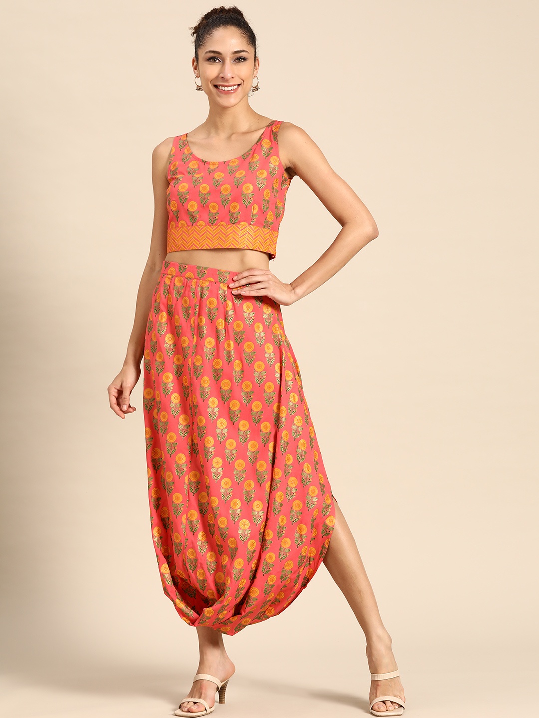 

MABISH by Sonal Jain Pink & Yellow Ethnic Print Co-ord Set