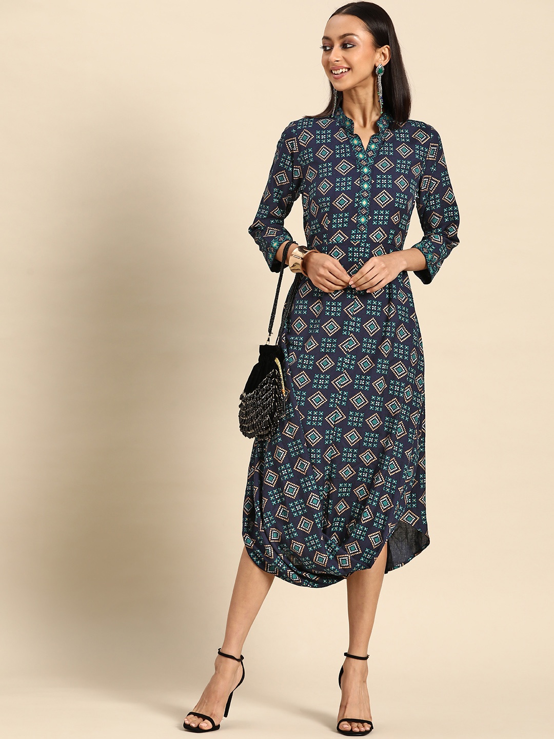 

MABISH by Sonal Jain Navy Blue A-Line Midi Dress