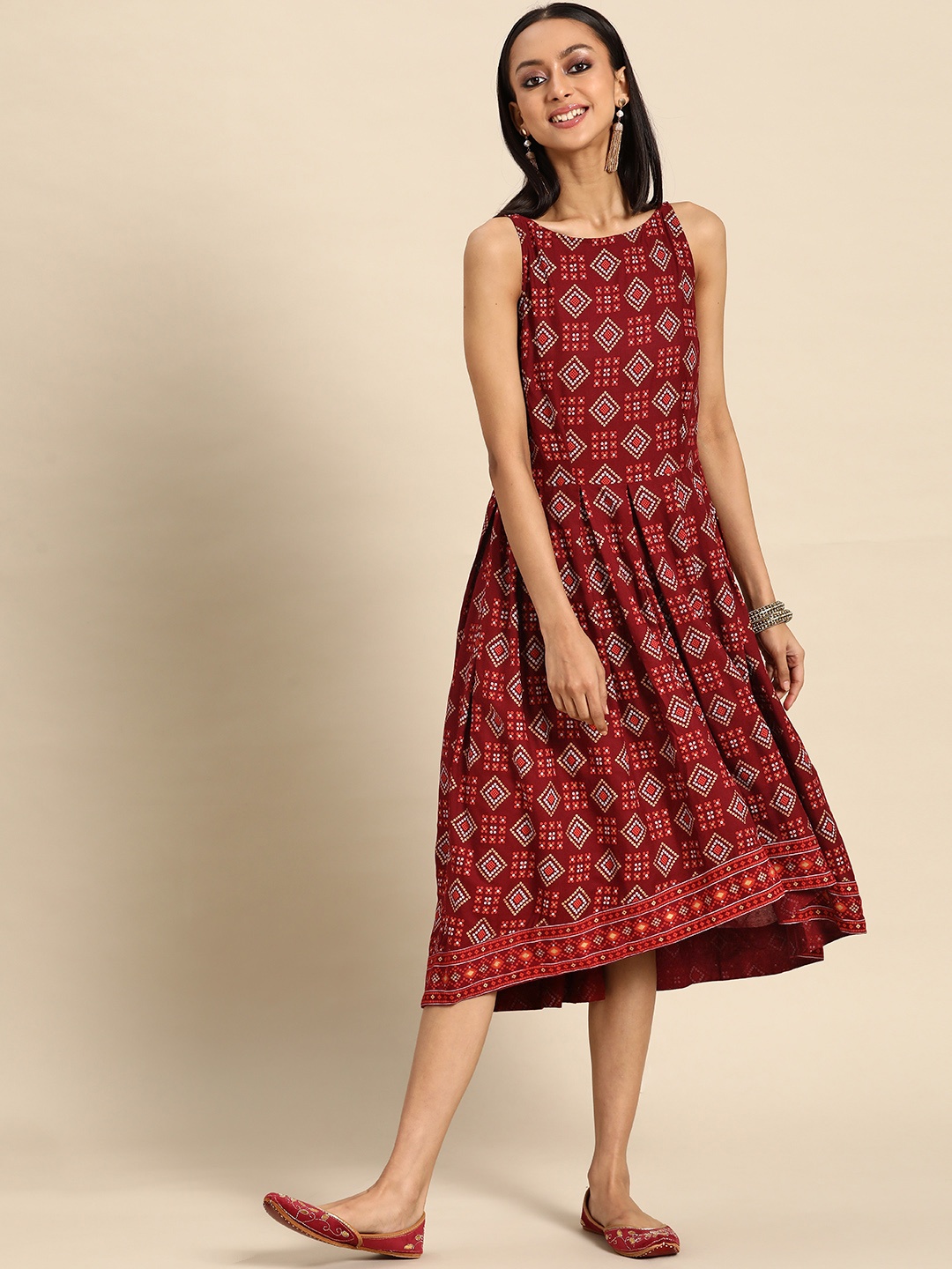 

MABISH by Sonal Jain Maroon A-Line Midi Dress