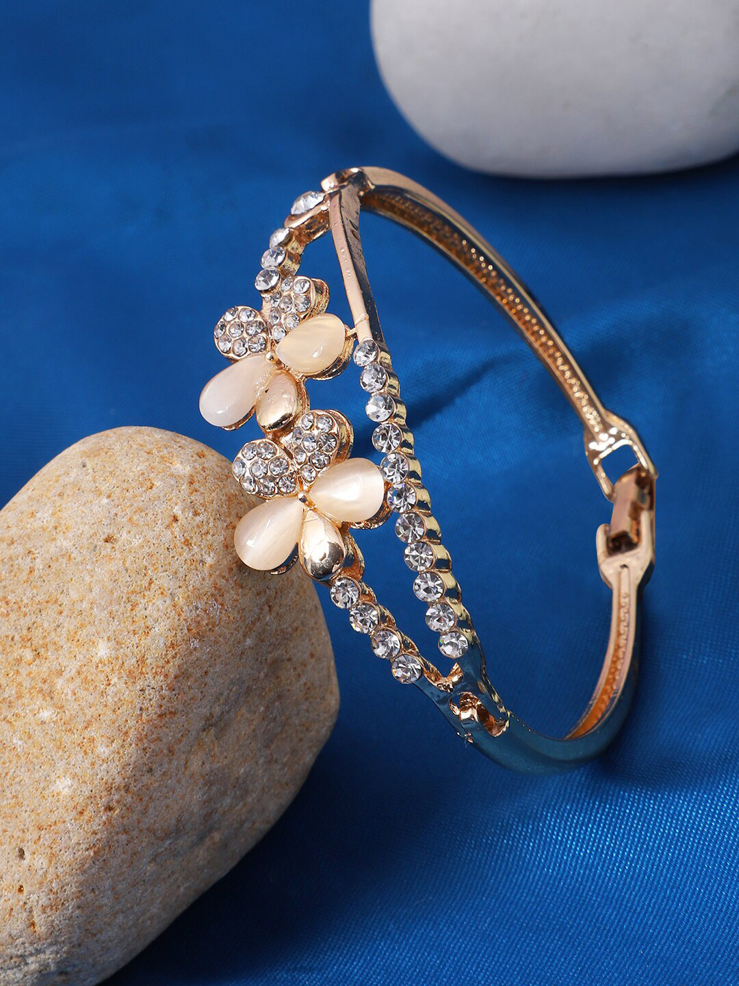 

ANIKAS CREATION Women Rose Gold & White Brass Rose Gold-Plated Bangle-Style Bracelet