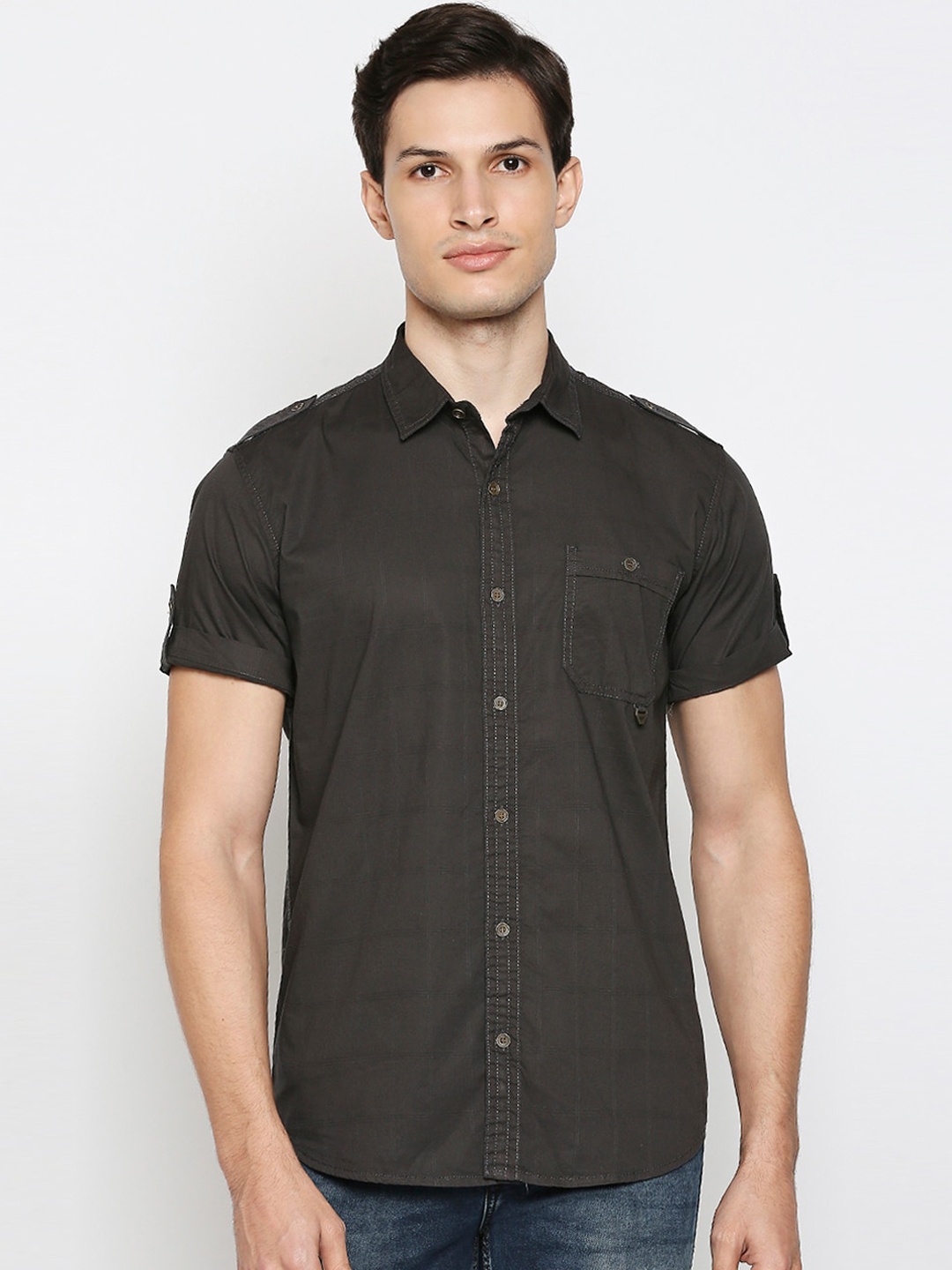 

Mufti Men Black Pure Cotton Slim Fit Opaque Casual Shirt