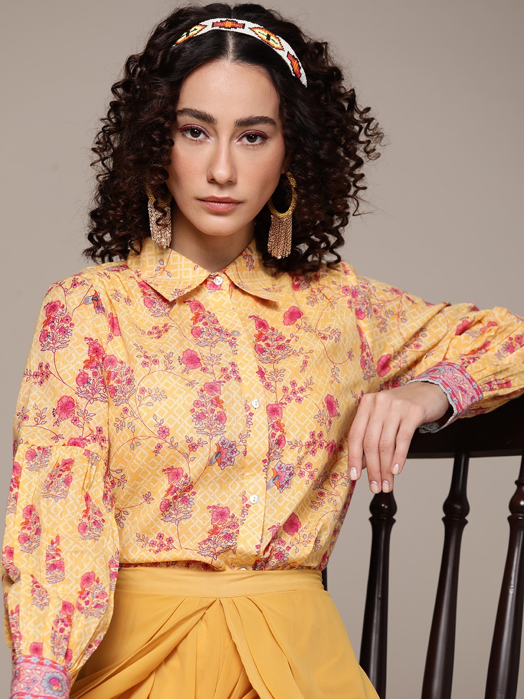 

aarke Ritu Kumar Women Yellow Opaque Casual Shirt