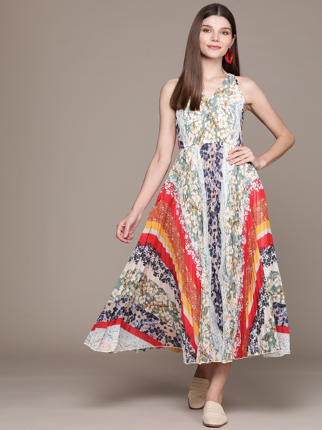 

Label Ritu Kumar Multicoloured Bohemian Georgette Maxi Dress, Multi