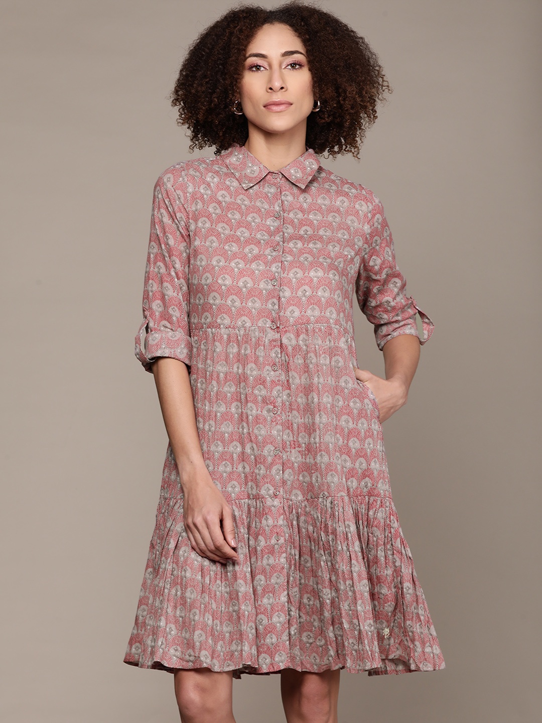 

Ritu Kumar Red Ethnic Motifs Shirt Dress