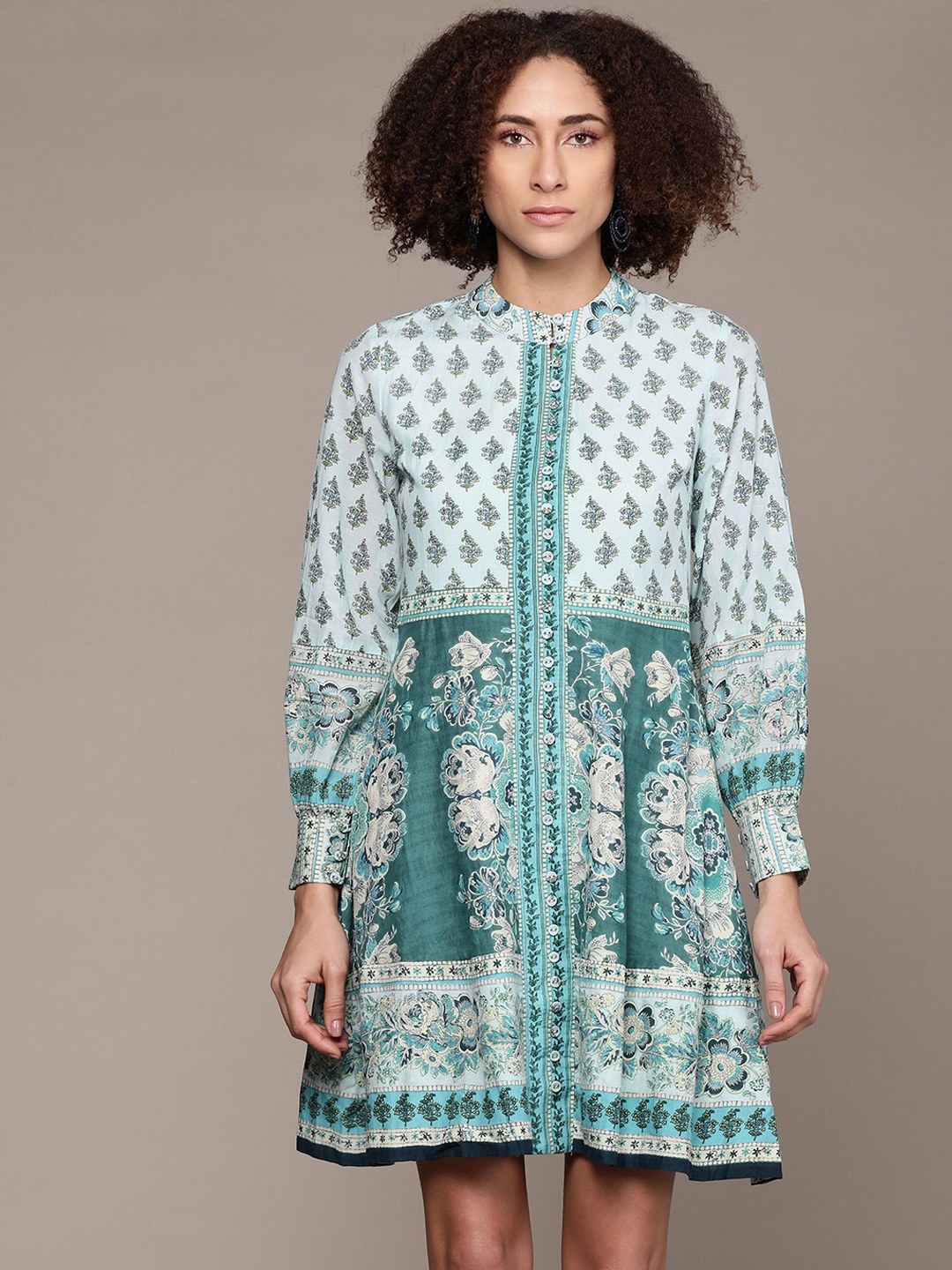 

Ritu Kumar Blue Ethnic Motifs A-Line Dress