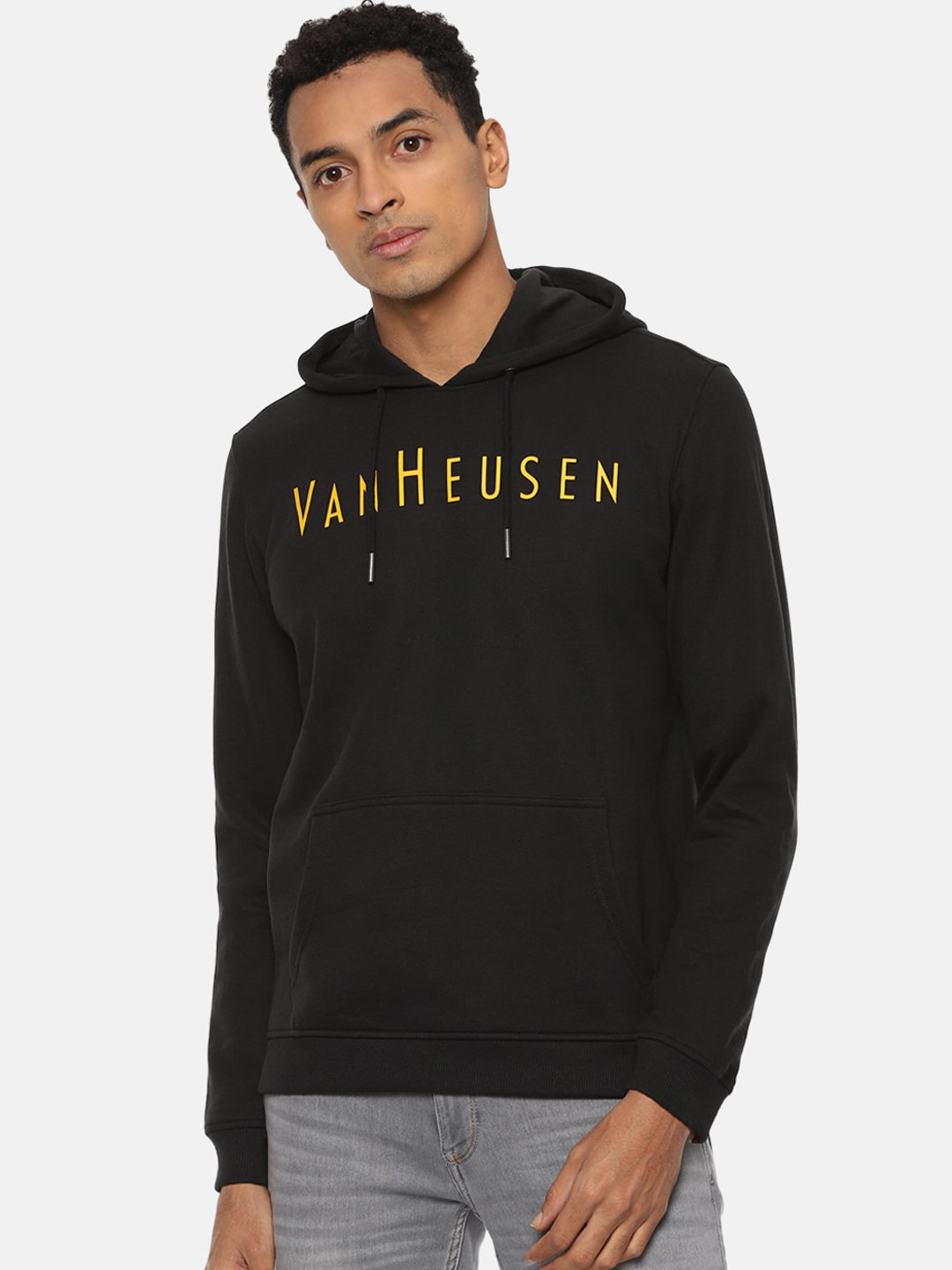 

Van Heusen Sport Men Black Printed Hooded Sweatshirt