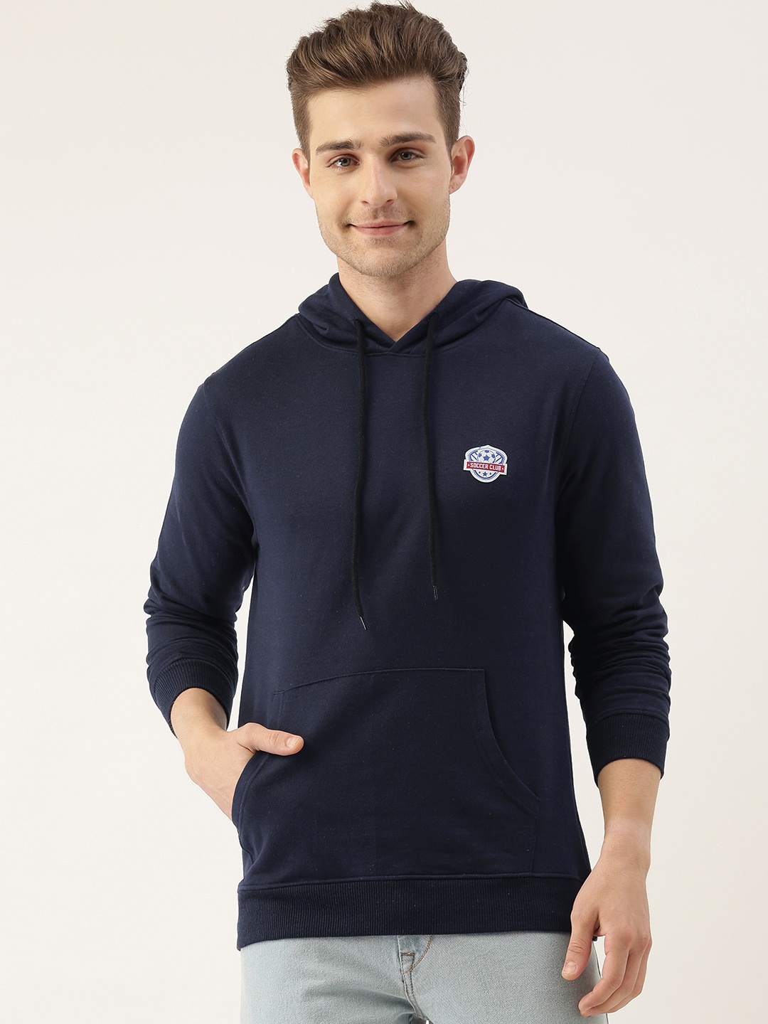 

IVOC Men Navy Blue Hooded Sweatshirt