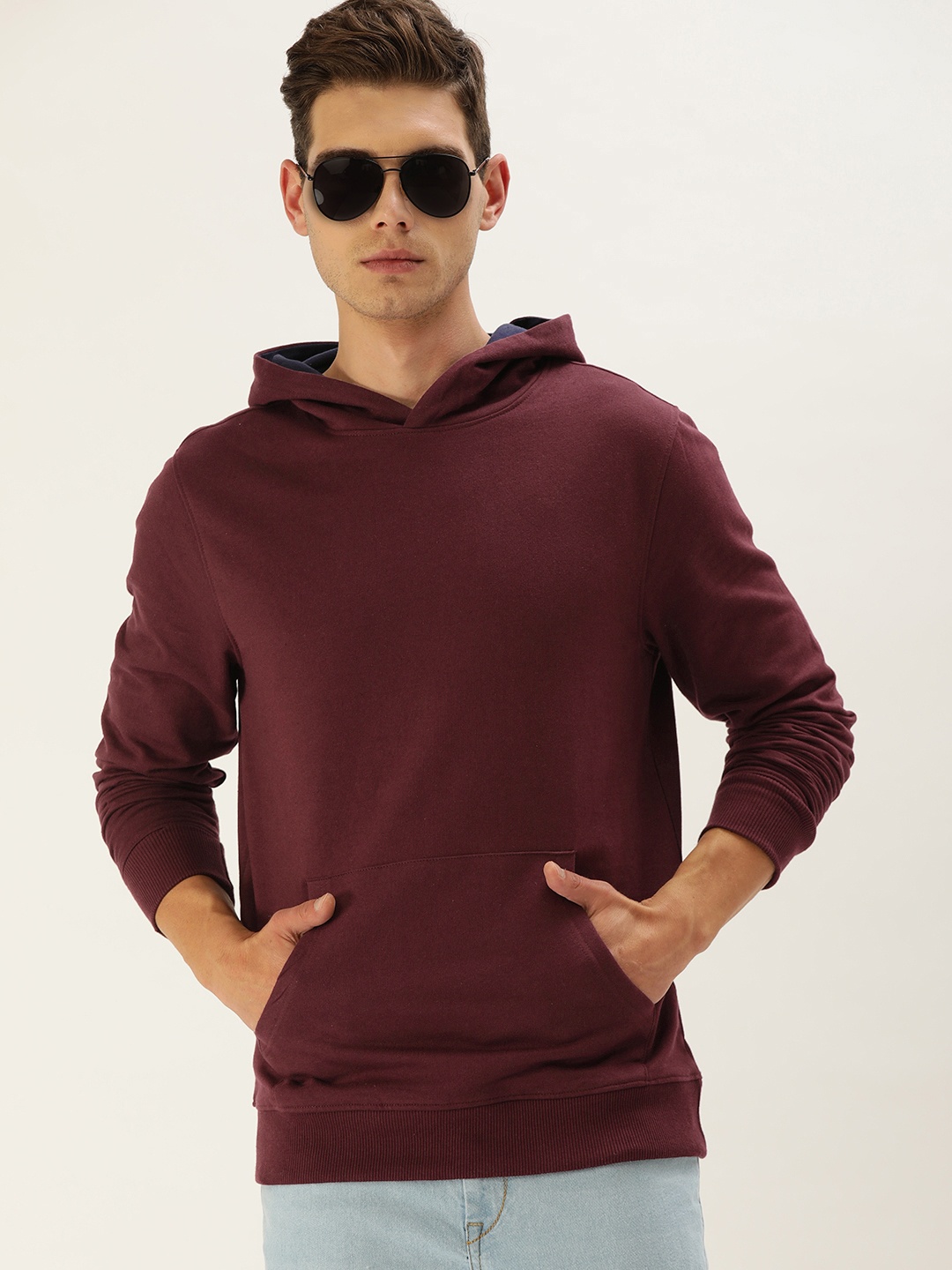 

IVOC Men Maroon Solid Regular Fit Hooded Sweatshirt