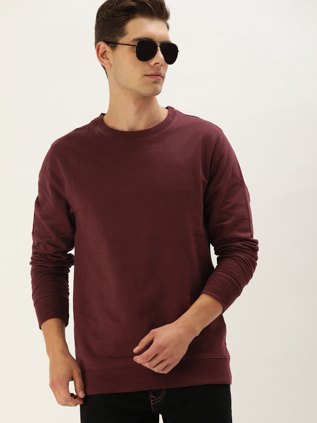 

IVOC Men Maroon Solid Regular Fit Sweatshirt