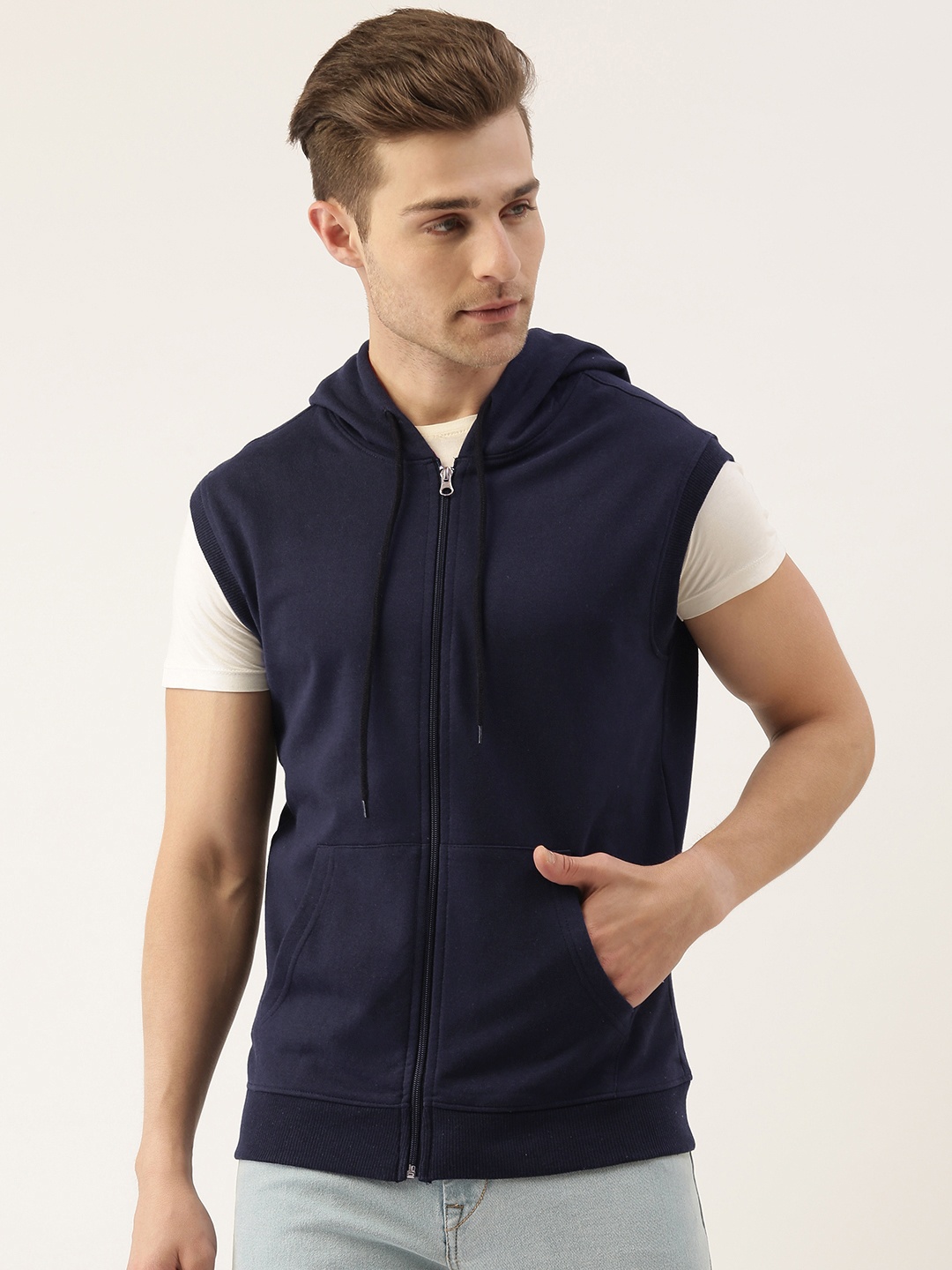 

IVOC Men Navy Blue Hooded Sweatshirt