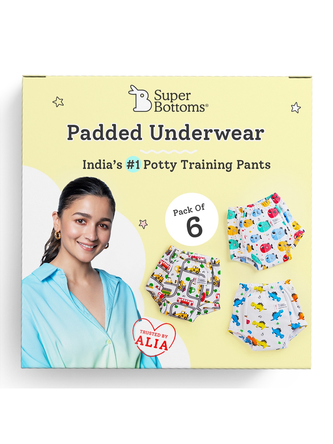 

SuperBottoms Kids Pack of 3 Printed Padded Cotton Sustainable Briefs, Multi