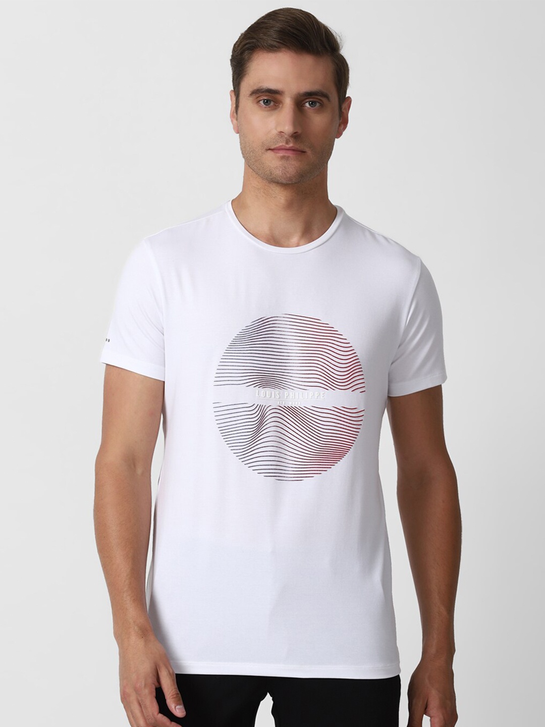 

Louis Philippe Sport Men White Printed Pure Cotton T-shirt