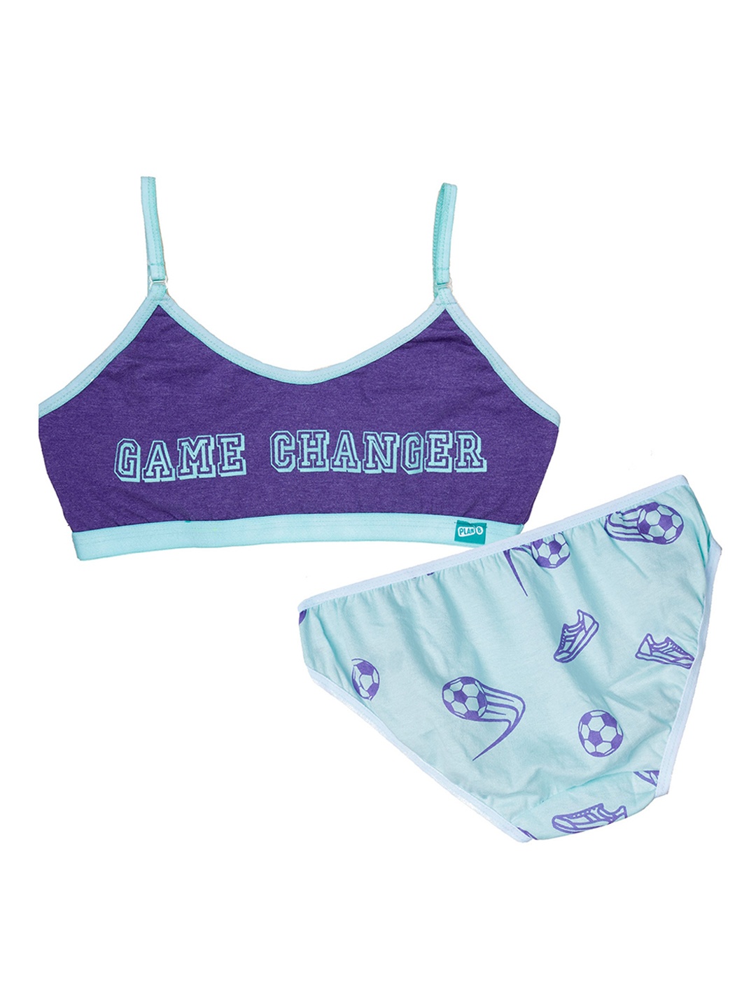 

You Got Plan B Girls Purple & Blue Printed Cotton Lingerie Set TBUG 10-12