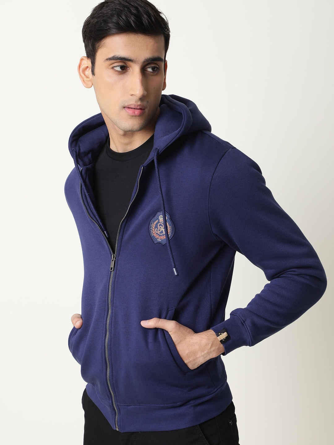 

RARE RABBIT Men Star Slim Fit Sweatshirt, Navy blue
