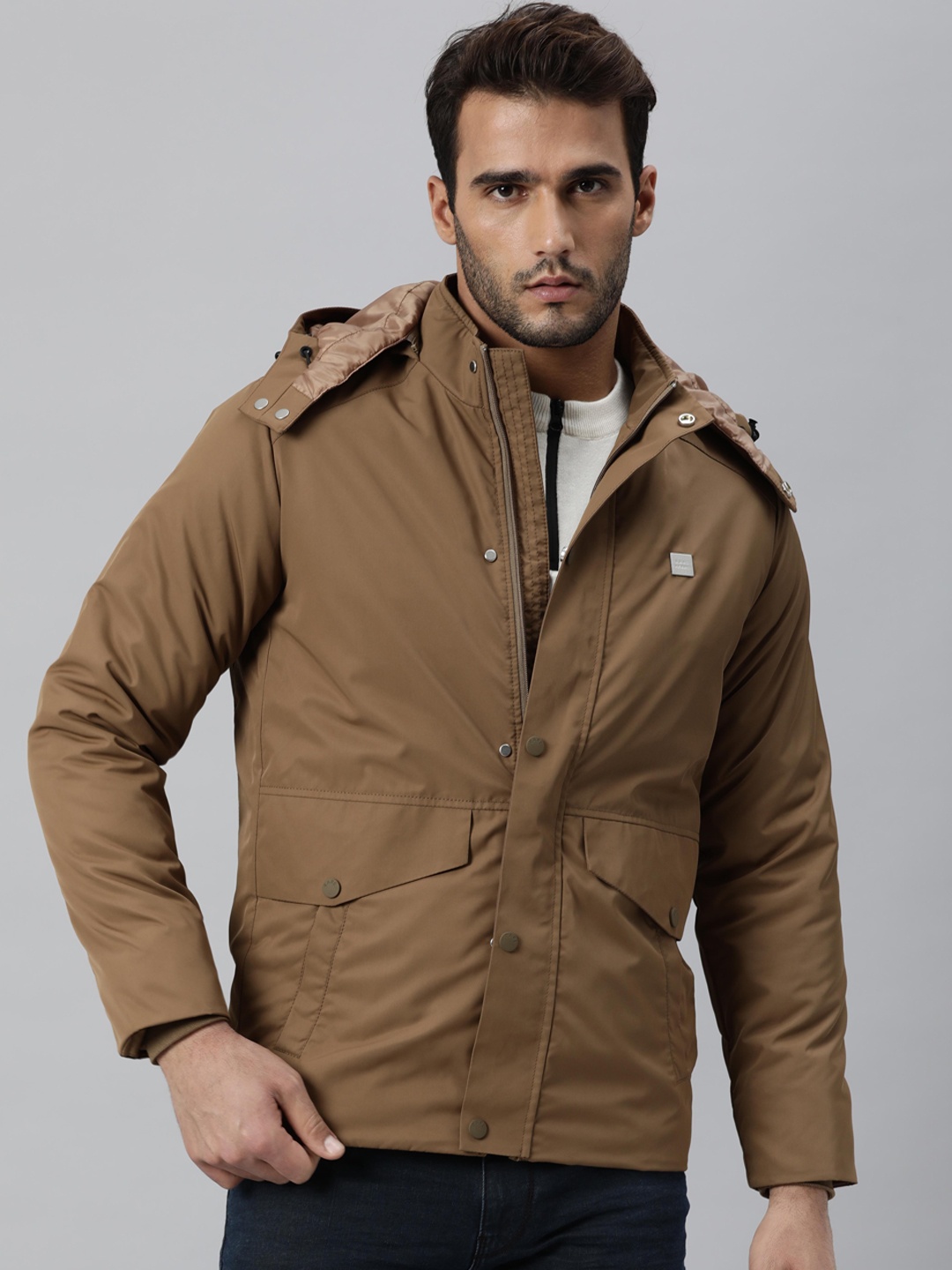 

RARE RABBIT Men Brown Colourblocked Lightweight Tailored Jacket