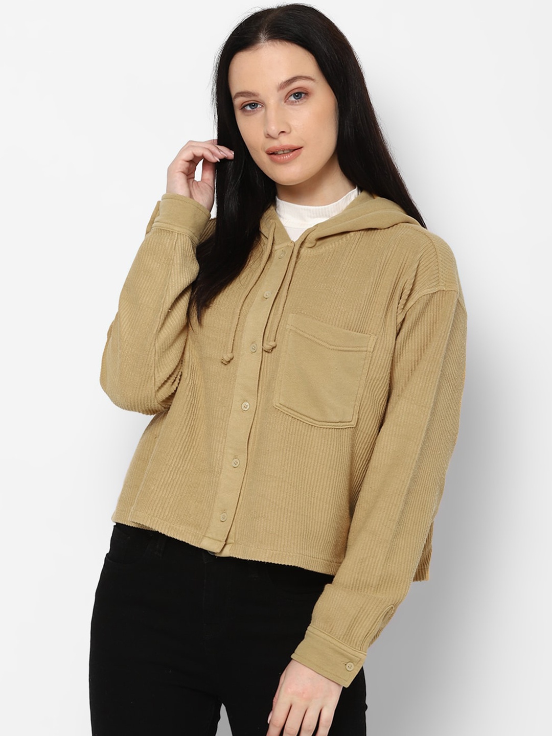 

AMERICAN EAGLE OUTFITTERS Women Mustard Yellow Opaque Casual Shirt