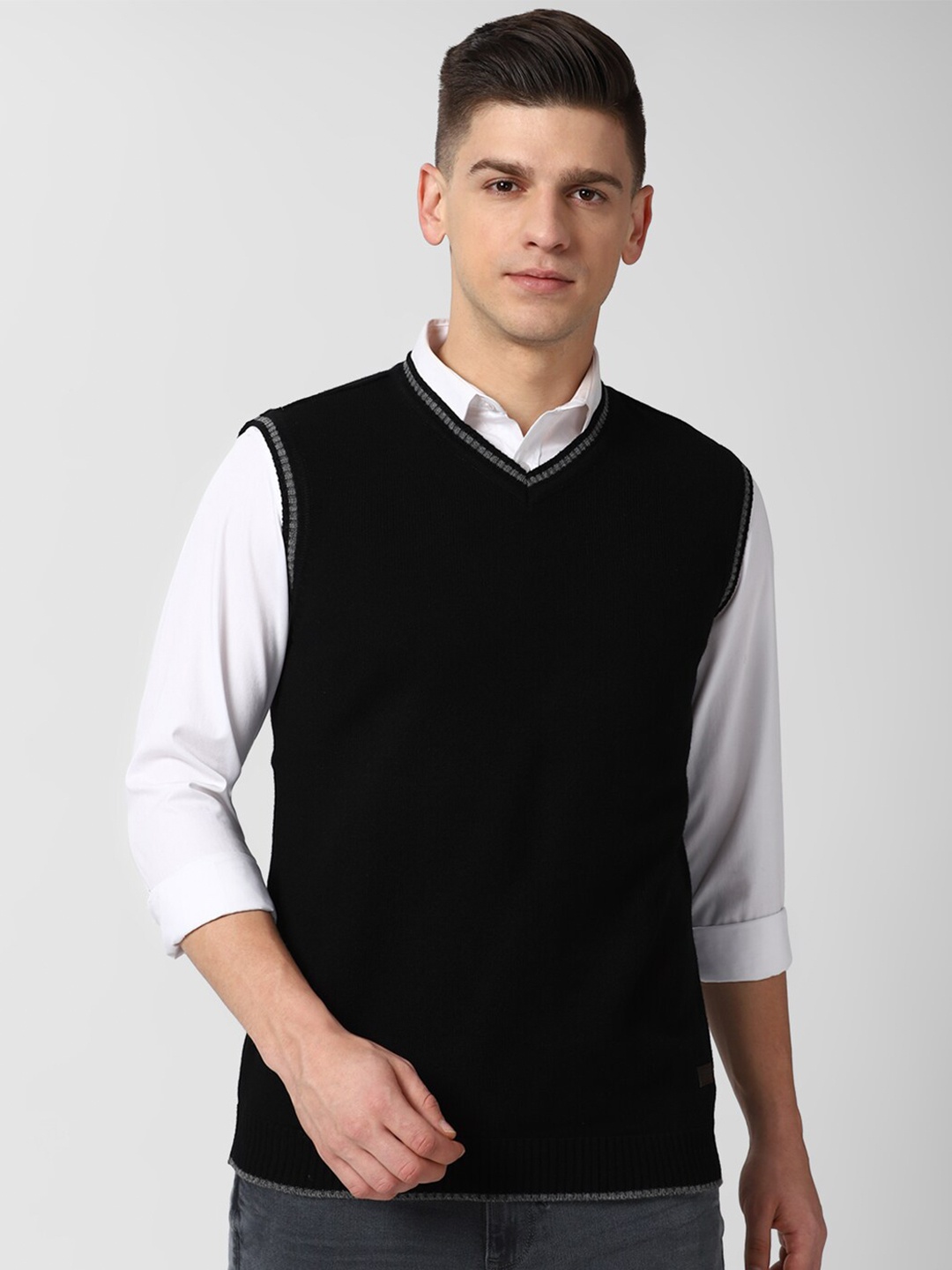 

Peter England Casuals Men Black Sweater Vest