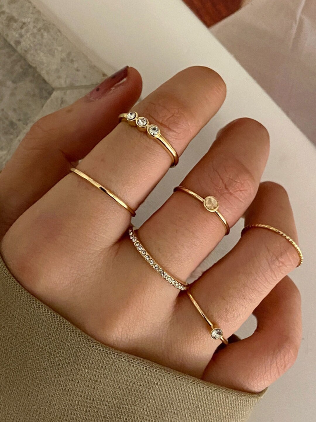 

Shining Diva Fashion Set of 6 Gold Plated Stylish Rings