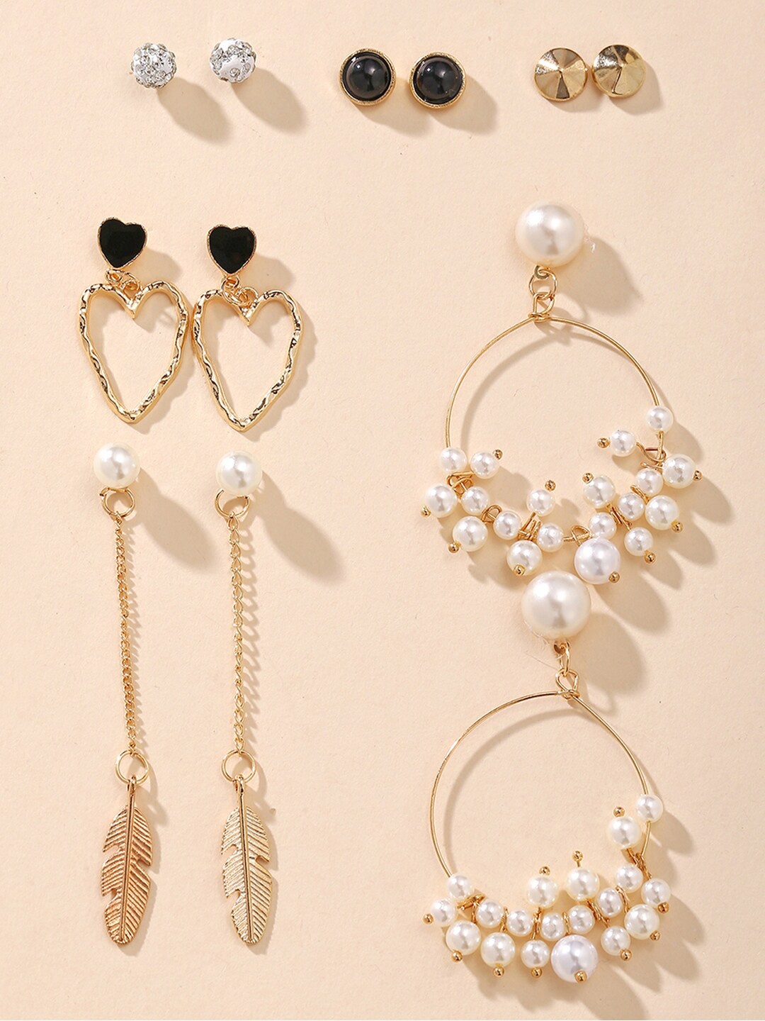 

Shining Diva Fashion Set of 6 Gold-Plated Earrings