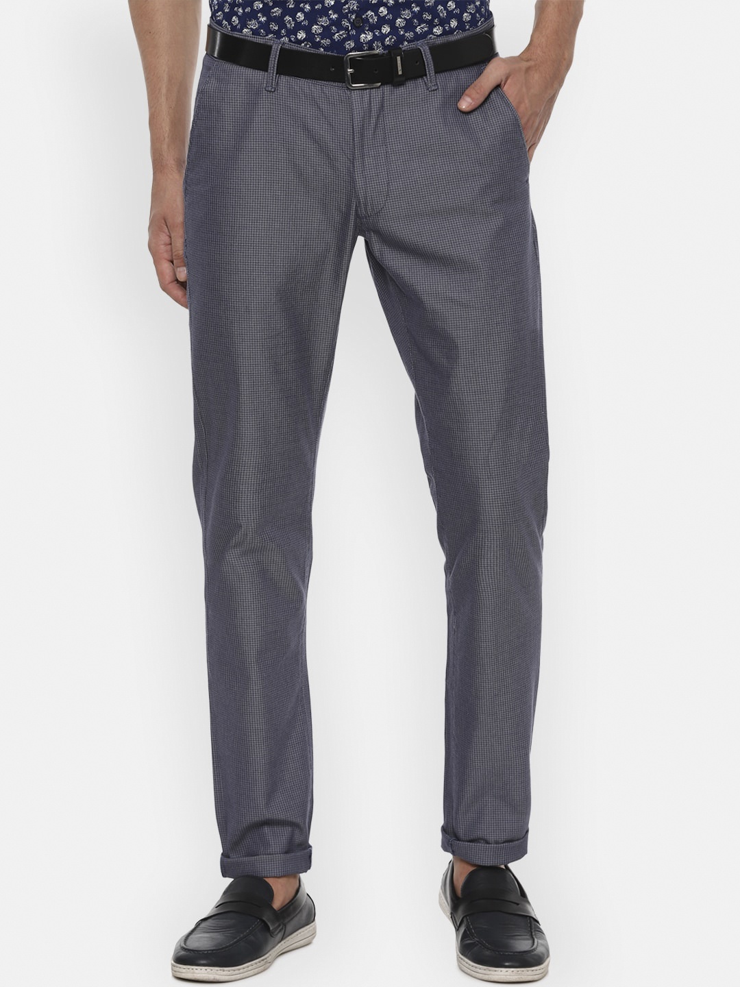 

Van Heusen Sport Men Navy Blue Slim Fit Pure Cotton Trousers