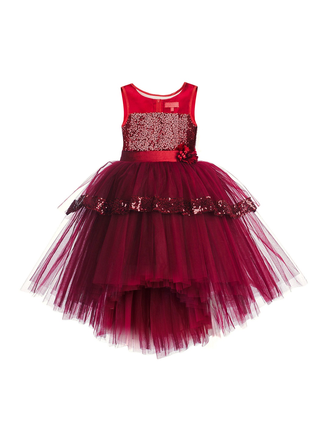 

Toy Balloon kids Girls Maroon Embellished Net Dress